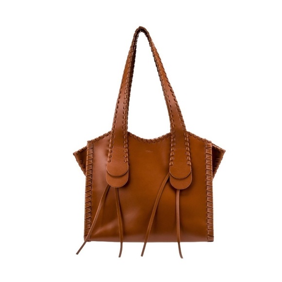 Chloe | Medium Calfskin Leather Mony Tote Bag in Caramel - Picture 2 of 15